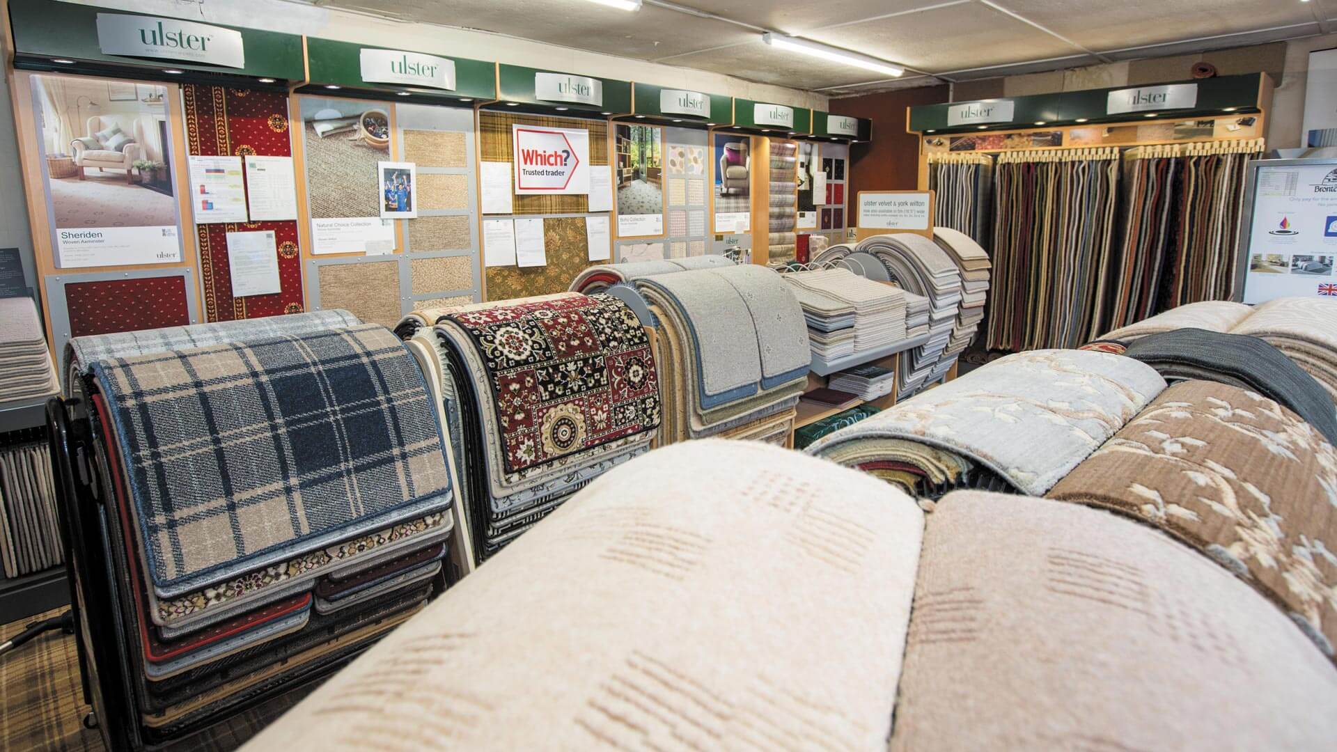 Large carpet and flooring showroom at T Nutt & Sons Large carpet and flooring showroom at T Nutt & Sons